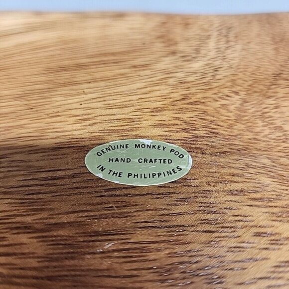 Philippines Hand Carved Leaf Divided 3 Section 2x8x14 Asian Wood Serving Tray - Picture 4 of 5